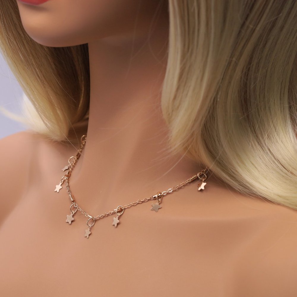 Choker chain with little star charms. - Picture 3 of 3